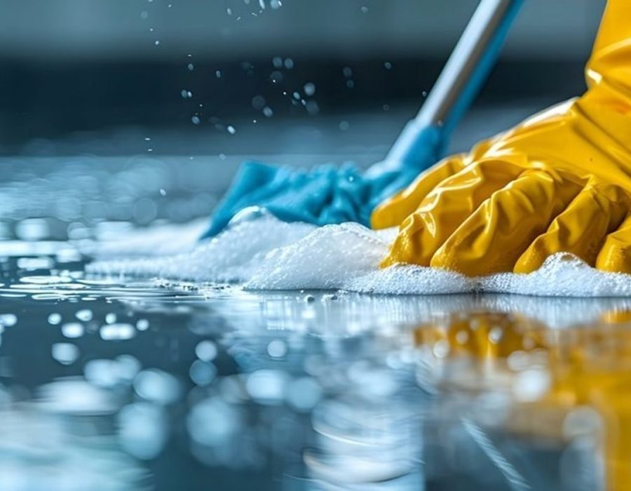 Bodenreinigung mit Maschine nach Abschluss von Bauarbeiten